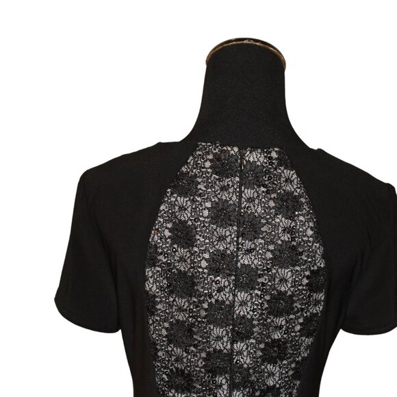Dressbarn Collection Black Lace Sequin Slim Bodycon Evening Dress, Size 6 EUC - Picture 4 of 11